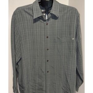 Solitude Long Sleeve Button Down Shirt Men's Large  Gray micro plaid